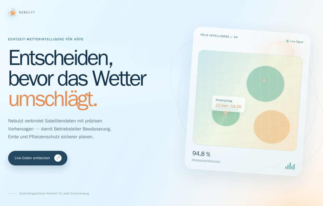 Screenshot (Desktop) des Artefakts, das GPT-5.6 Luna für „Animierte Hero (CSS-Motion)“ gebaut hat